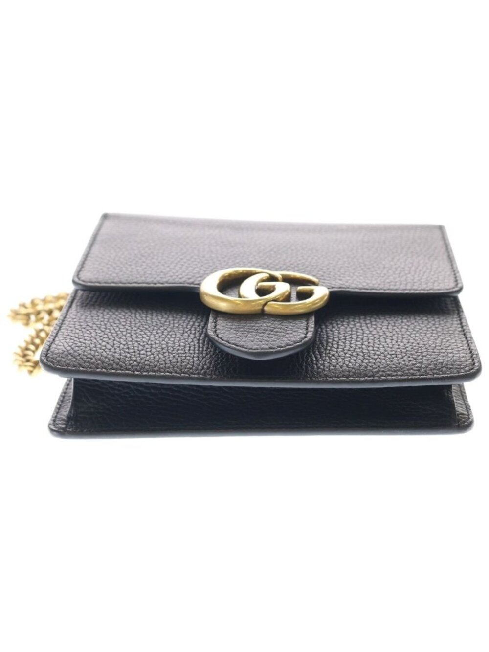 ★SOLD★ Gucci GG Marmont Shoulder Bag Chain Black Leather Gold - Picture 4 of 9